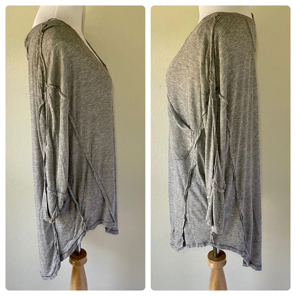 Free People Gray Golden Gate Ribbed T-Shirt Size M - Picture 12 of 12
